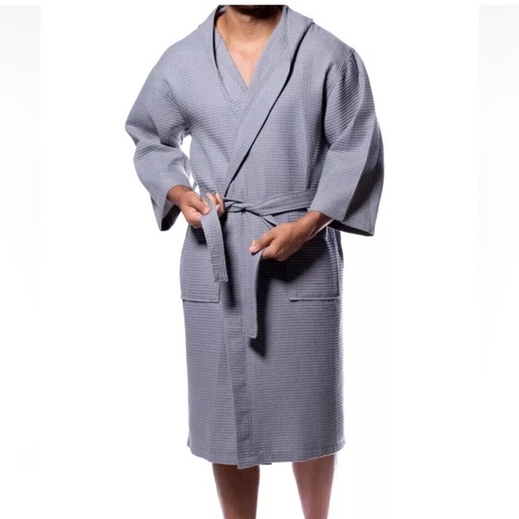 🎄GAP Mens Hooded Waffle-Knit Robe Heather Grey XL Retail $89.95 - Picture 3 of 6